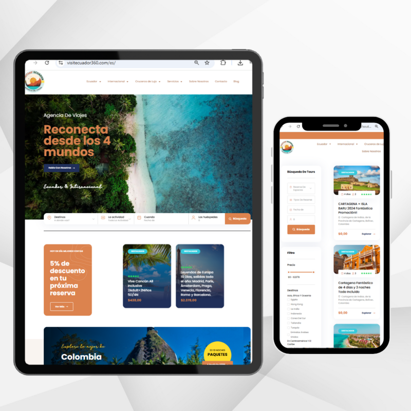 Sitio web con sistema de compra de tours